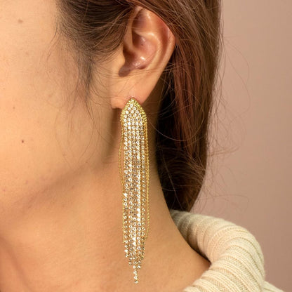 【ピアス】クリスタルタッセルピアス ゴールド 【結婚式 ピアス イヤリング】