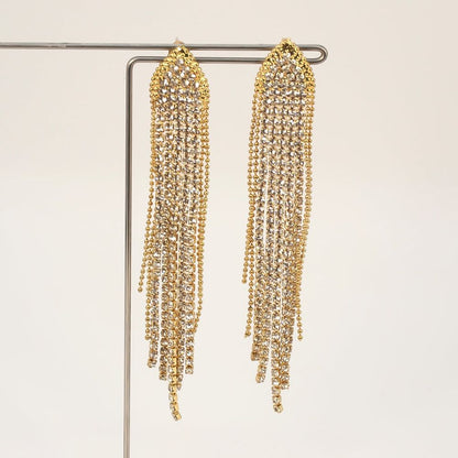 【ピアス】クリスタルタッセルピアス ゴールド 【結婚式 ピアス イヤリング】