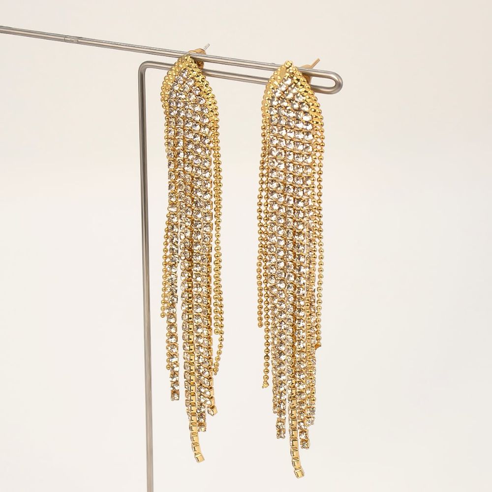 【ピアス】クリスタルタッセルピアス ゴールド 【結婚式 ピアス イヤリング】