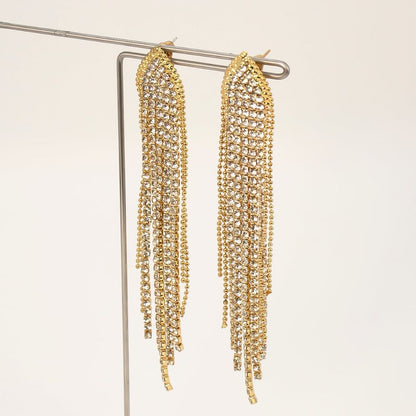 【ピアス】クリスタルタッセルピアス ゴールド 【結婚式 ピアス イヤリング】