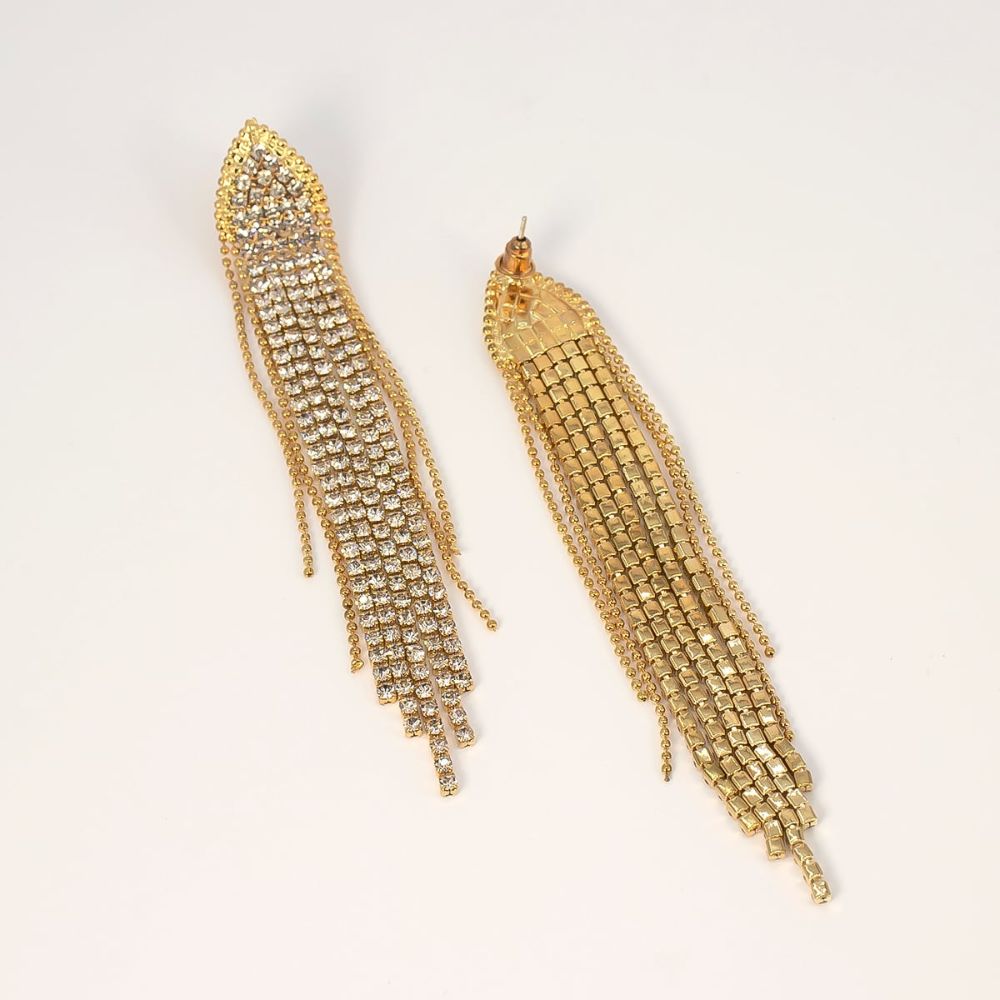 【ピアス】クリスタルタッセルピアス ゴールド 【結婚式 ピアス イヤリング】