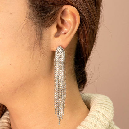 【ピアス】クリスタルタッセルピアス シルバー 【結婚式 ピアス イヤリング】