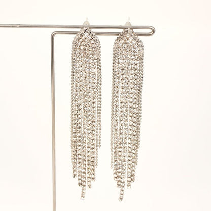 【ピアス】クリスタルタッセルピアス シルバー 【結婚式 ピアス イヤリング】