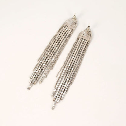 【ピアス】クリスタルタッセルピアス シルバー 【結婚式 ピアス イヤリング】