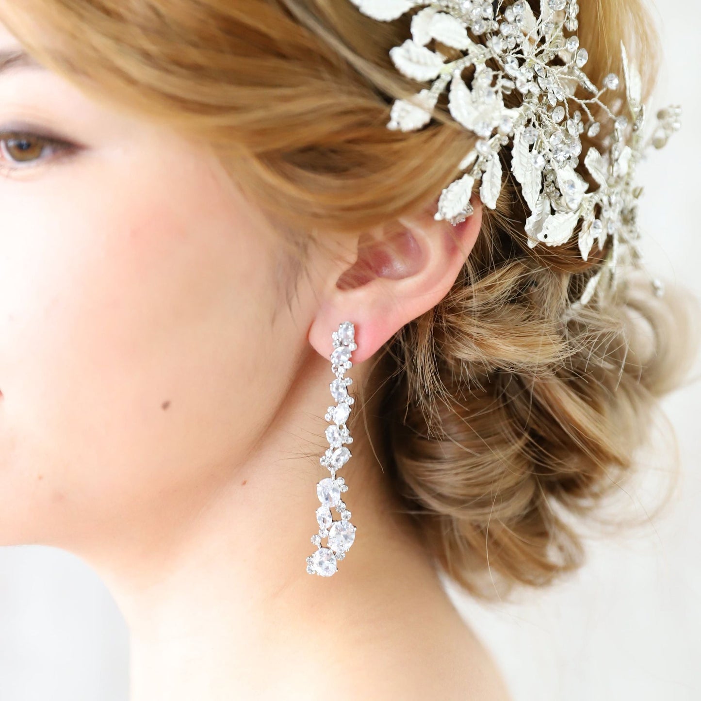 【ピアス】キュービックジルコニア ロングピアス 【結婚式 ピアス イヤリング】