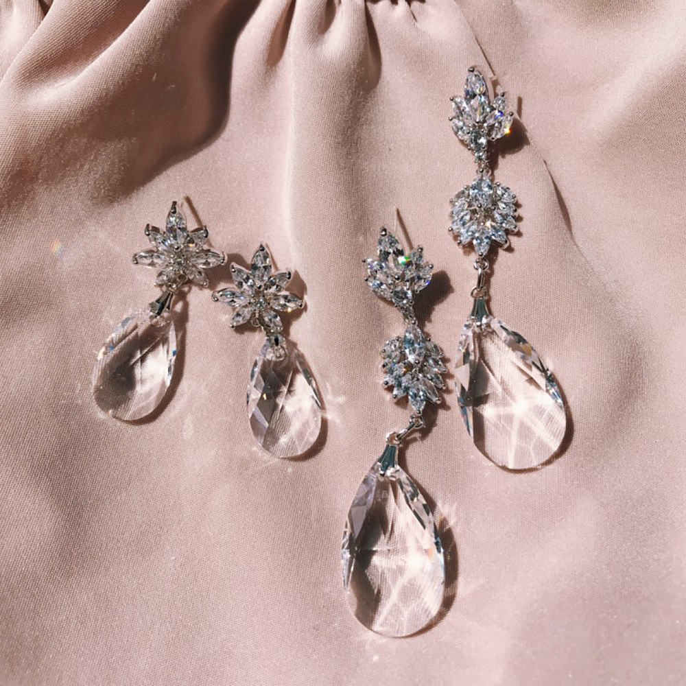 【イヤリング】LittleRomance_キュービックジルコニア イヤリング/ブライダルアクセサリー 【結婚式 ピアス イヤリング】