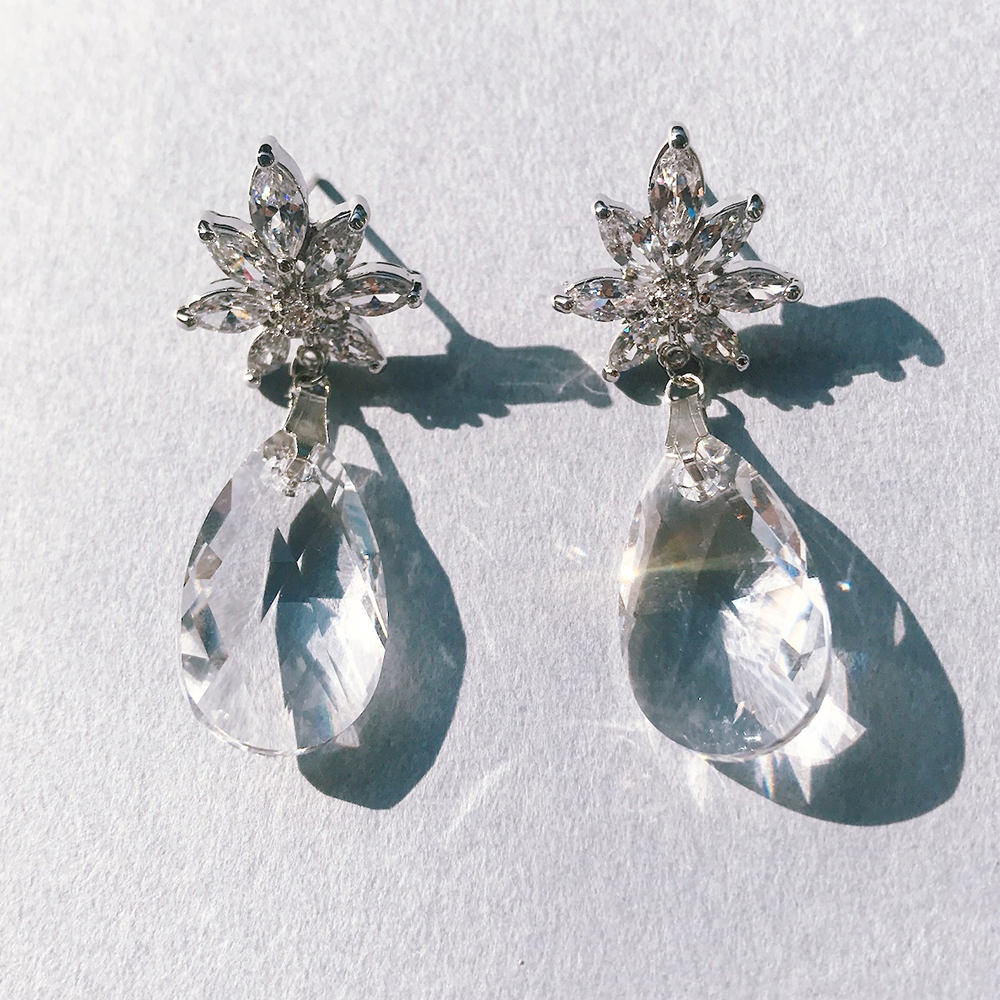 【イヤリング】LittleRomance_キュービックジルコニア イヤリング/ブライダルアクセサリー 【結婚式 ピアス イヤリング】