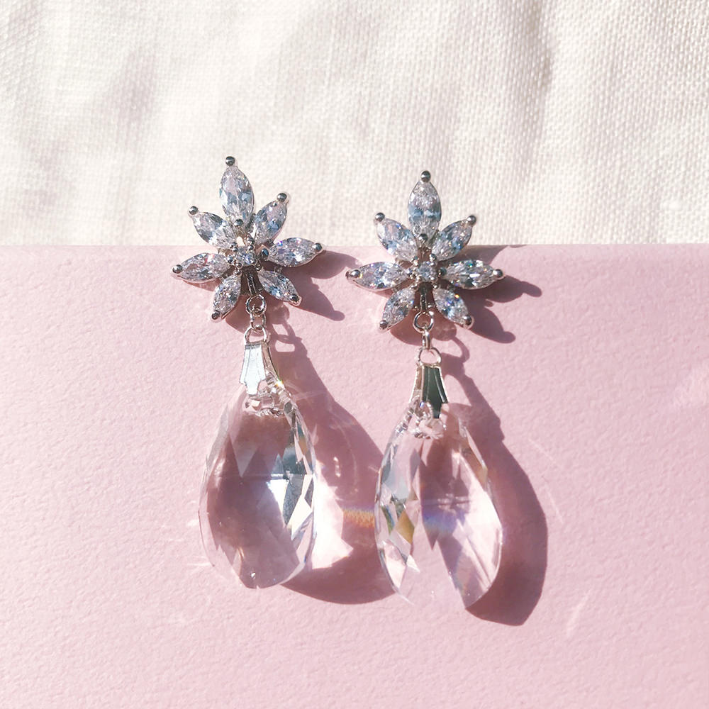 【イヤリング】LittleRomance_キュービックジルコニア イヤリング/ブライダルアクセサリー 【結婚式 ピアス イヤリング】