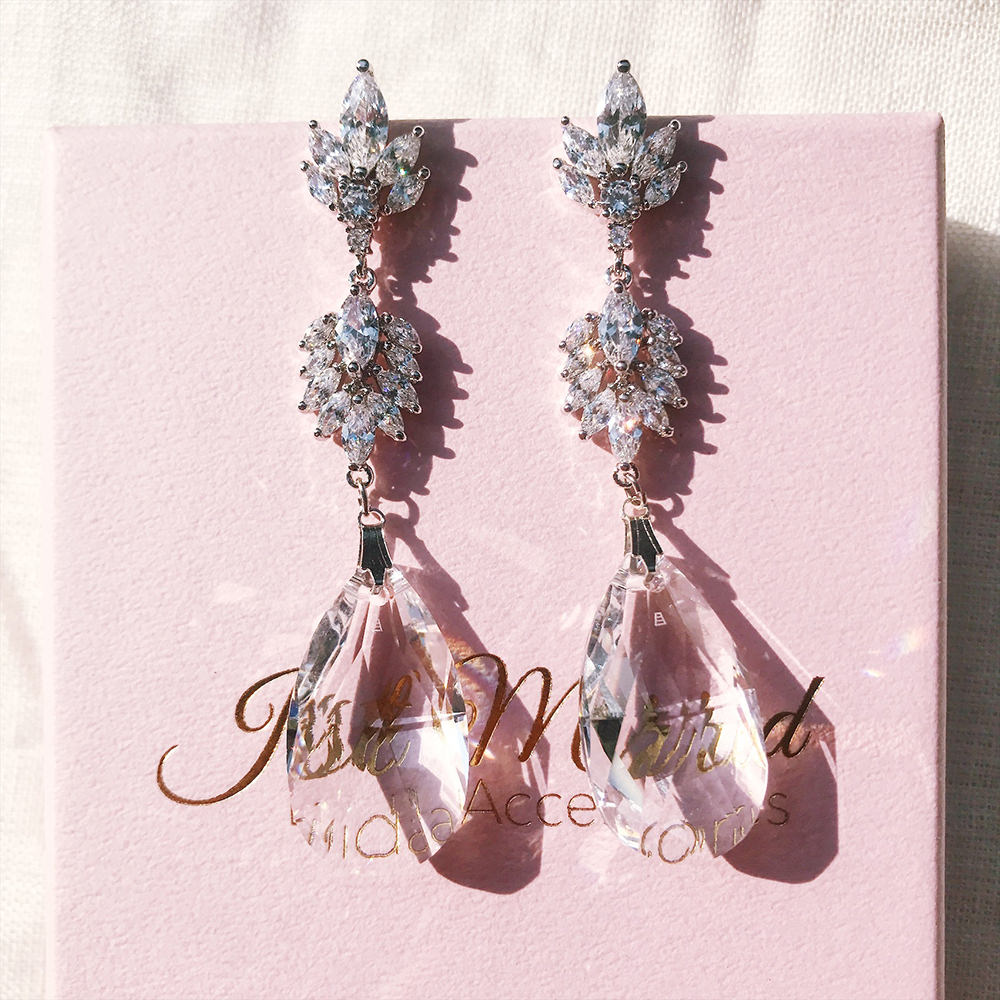 【ピアス】LittleRomance_キュービックジルコニア ロングピアス/ブライダルアクセサリー 【結婚式 ピアス イヤリング】