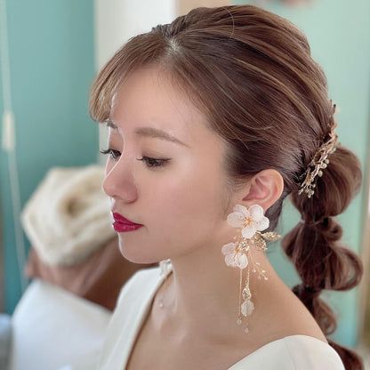 【ピアス】小枝 フラワー ゴールド タッセル ピアス/ブライダルアクセサリー 【結婚式 ピアス イヤリング】