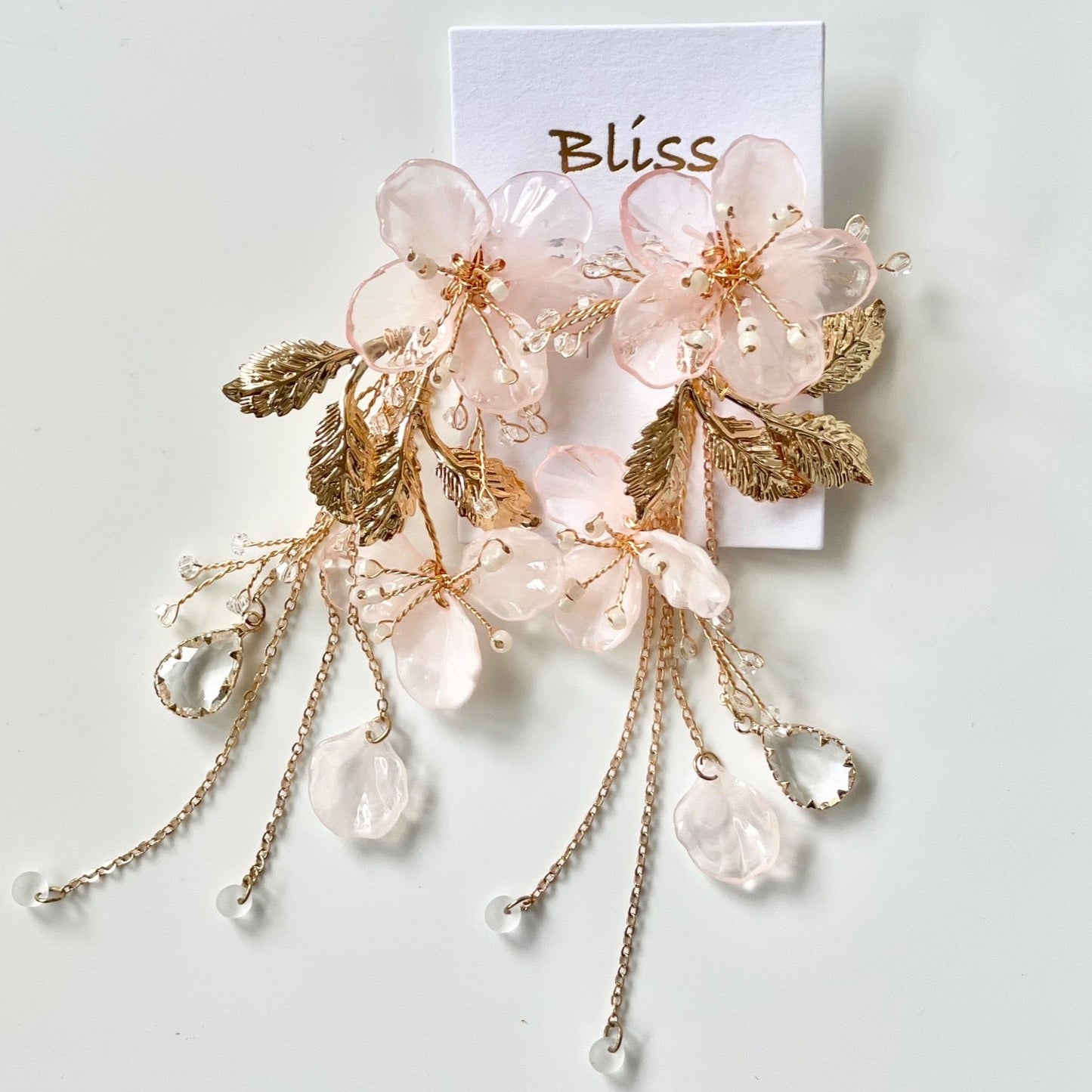 【ピアス】小枝 フラワー ゴールド タッセル ピアス/ブライダルアクセサリー 【結婚式 ピアス イヤリング】