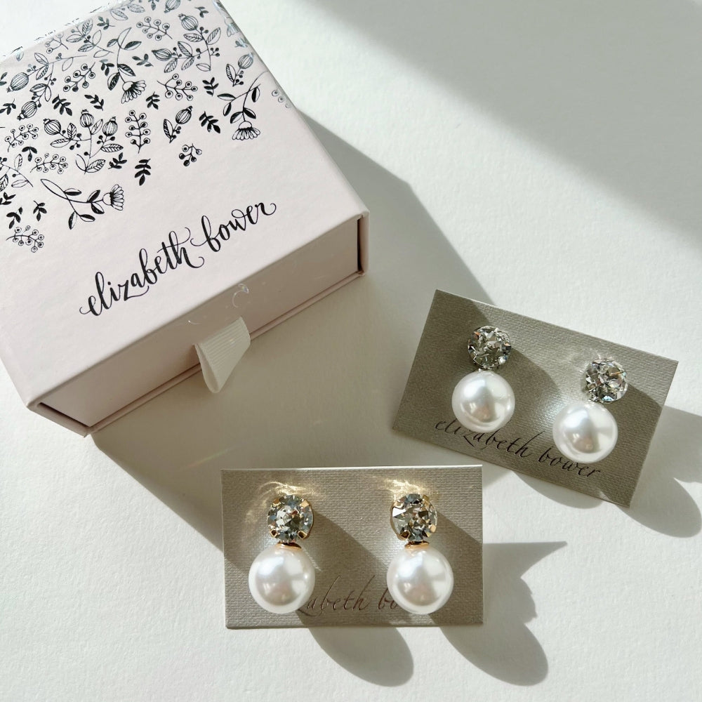 販売【イヤリング】【Elizabeth Bower】Duet Stud　シルバー 【結婚式　ピアス　イヤリング】