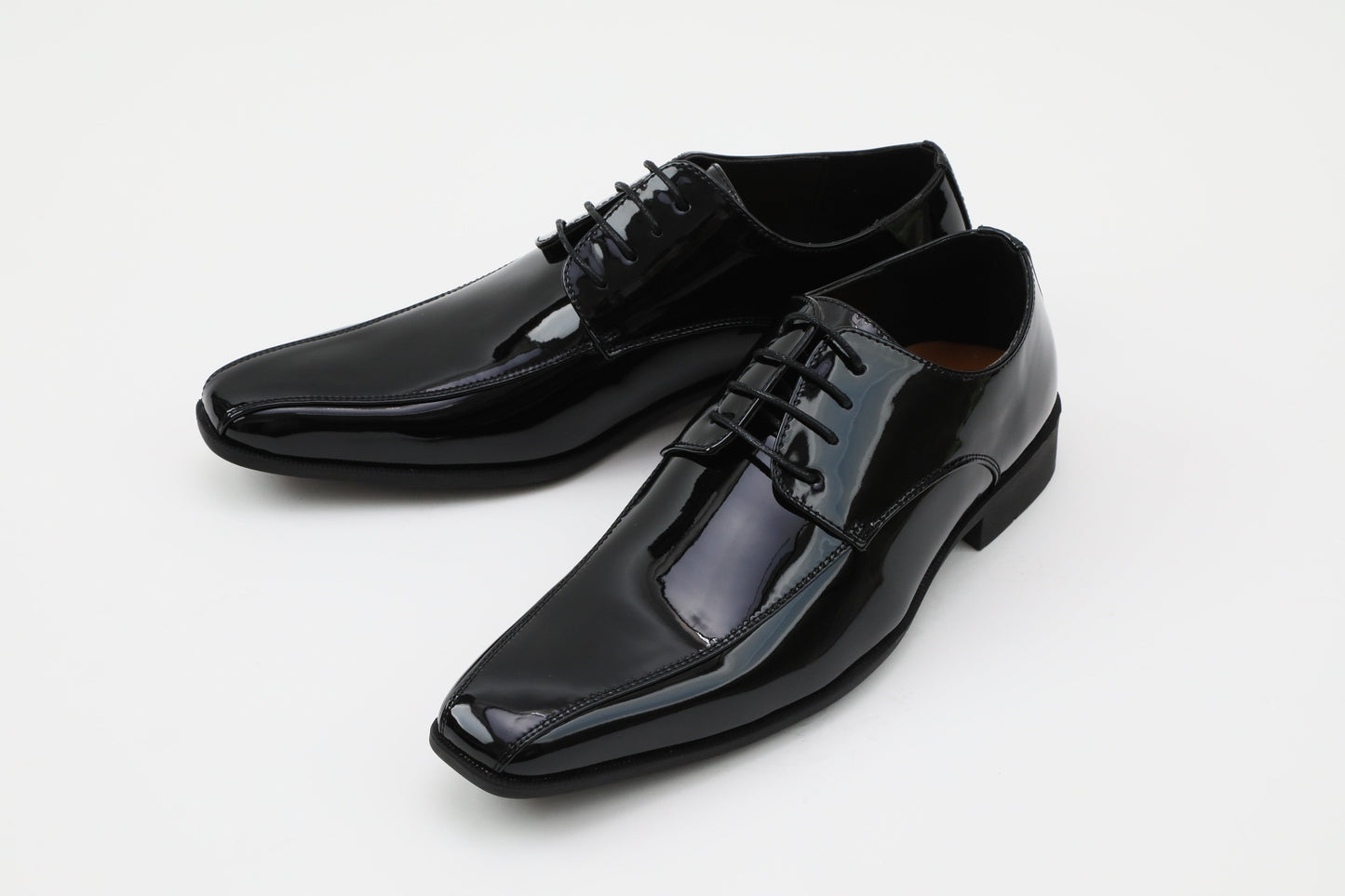 ツーシーム/3cmヒール/ブラックエナメル【結婚式 メンズ シューズ】