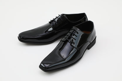 ツーシーム/3cmヒール/ブラックエナメル【結婚式 メンズ シューズ】