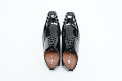 ツーシーム/3cmヒール/ブラックエナメル【結婚式 メンズ シューズ】