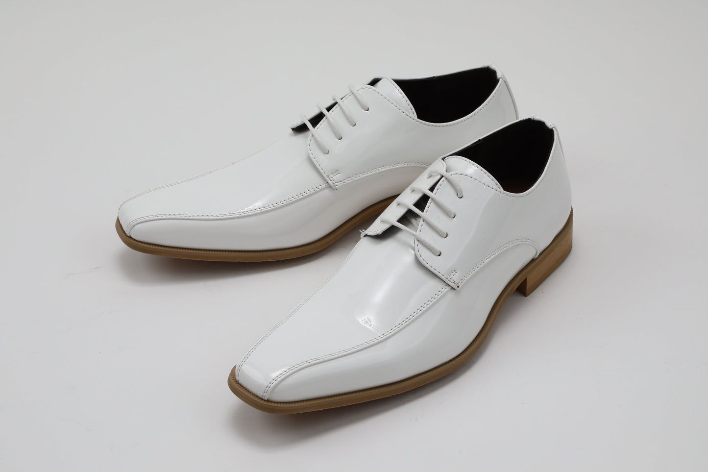 ツーシーム/3cmヒール/ホワイトエナメル【結婚式 メンズ シューズ】