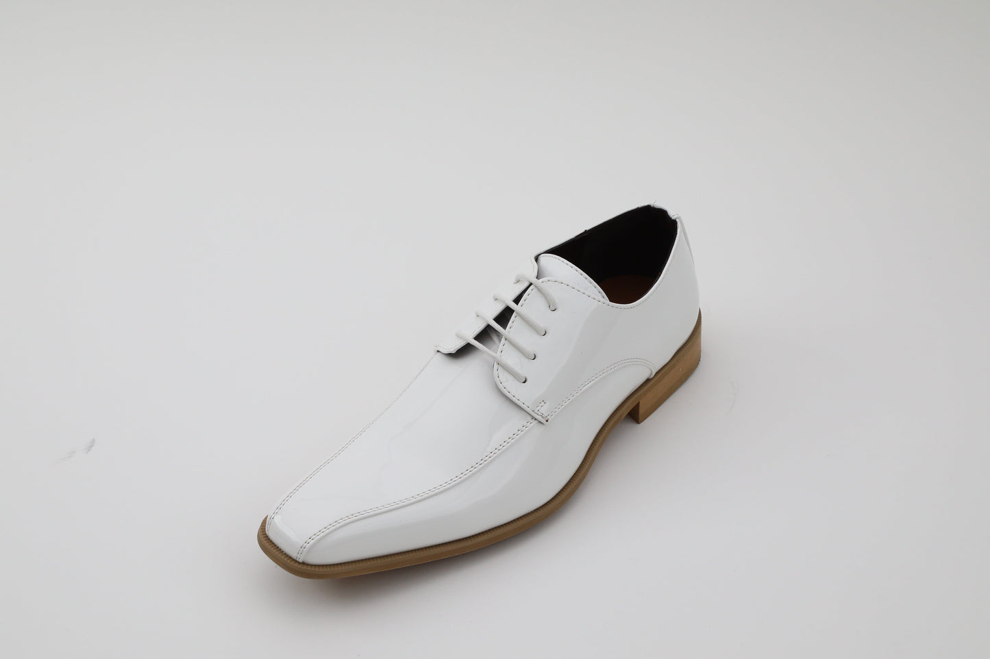 ツーシーム/3cmヒール/ホワイトエナメル【結婚式 メンズ シューズ】