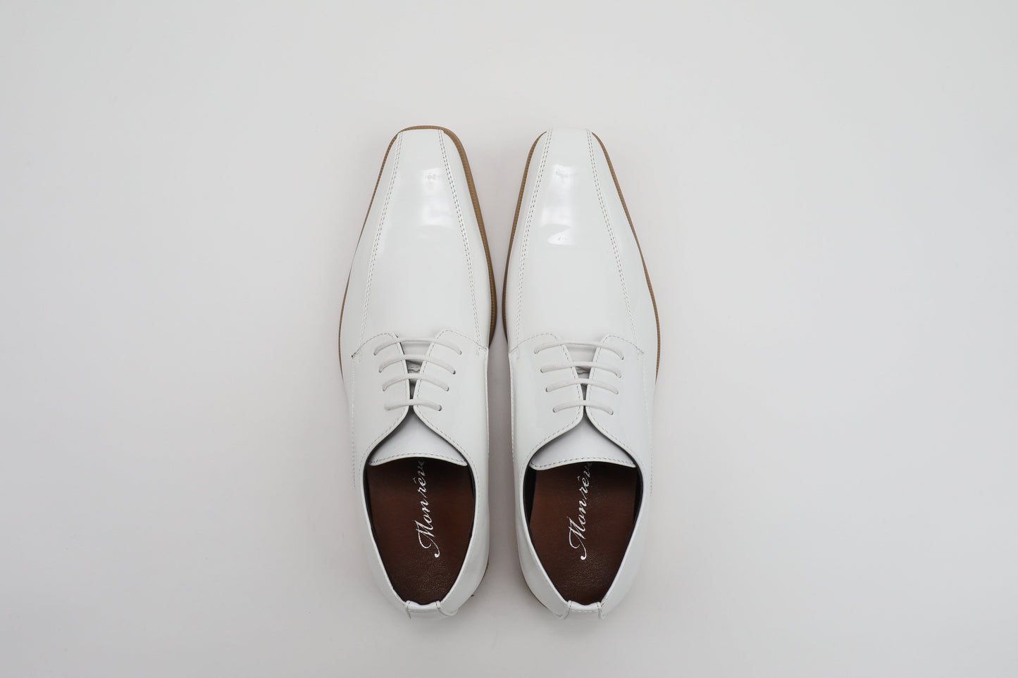 ツーシーム/3cmヒール/ホワイトエナメル【結婚式 メンズ シューズ】