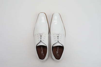 ツーシーム/3cmヒール/ホワイトエナメル【結婚式 メンズ シューズ】