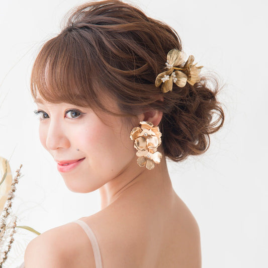 【イヤリング】Vintage Remake Series*Brassフラワーイヤリング/ブライダルアクセサリー 【結婚式 ピアス イヤリング】