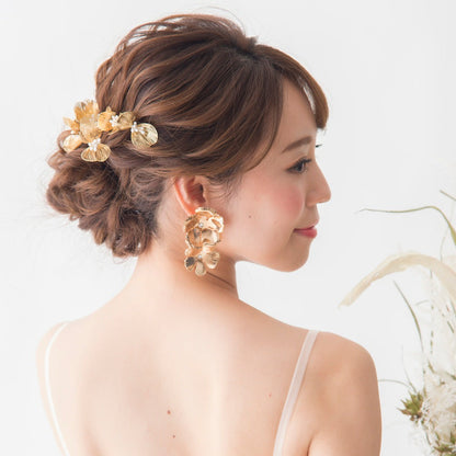 【イヤリング】Vintage Remake Series*Brassフラワーイヤリング/ブライダルアクセサリー 【結婚式 ピアス イヤリング】