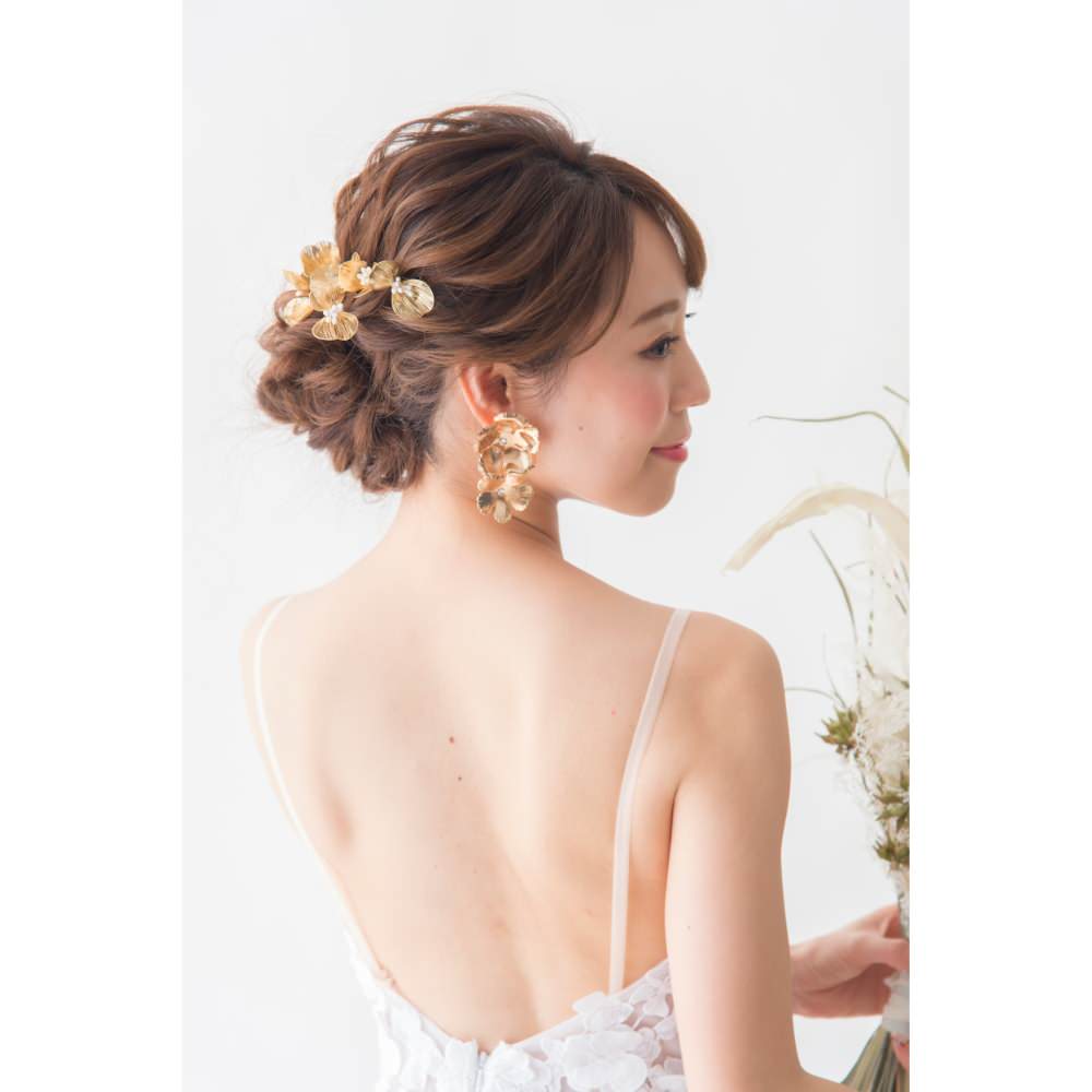 【イヤリング】Vintage Remake Series*Brassフラワーイヤリング/ブライダルアクセサリー 【結婚式 ピアス イヤリング】