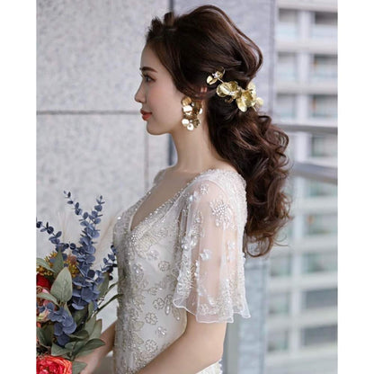 【イヤリング】Vintage Remake Series*Brassフラワーイヤリング/ブライダルアクセサリー 【結婚式 ピアス イヤリング】