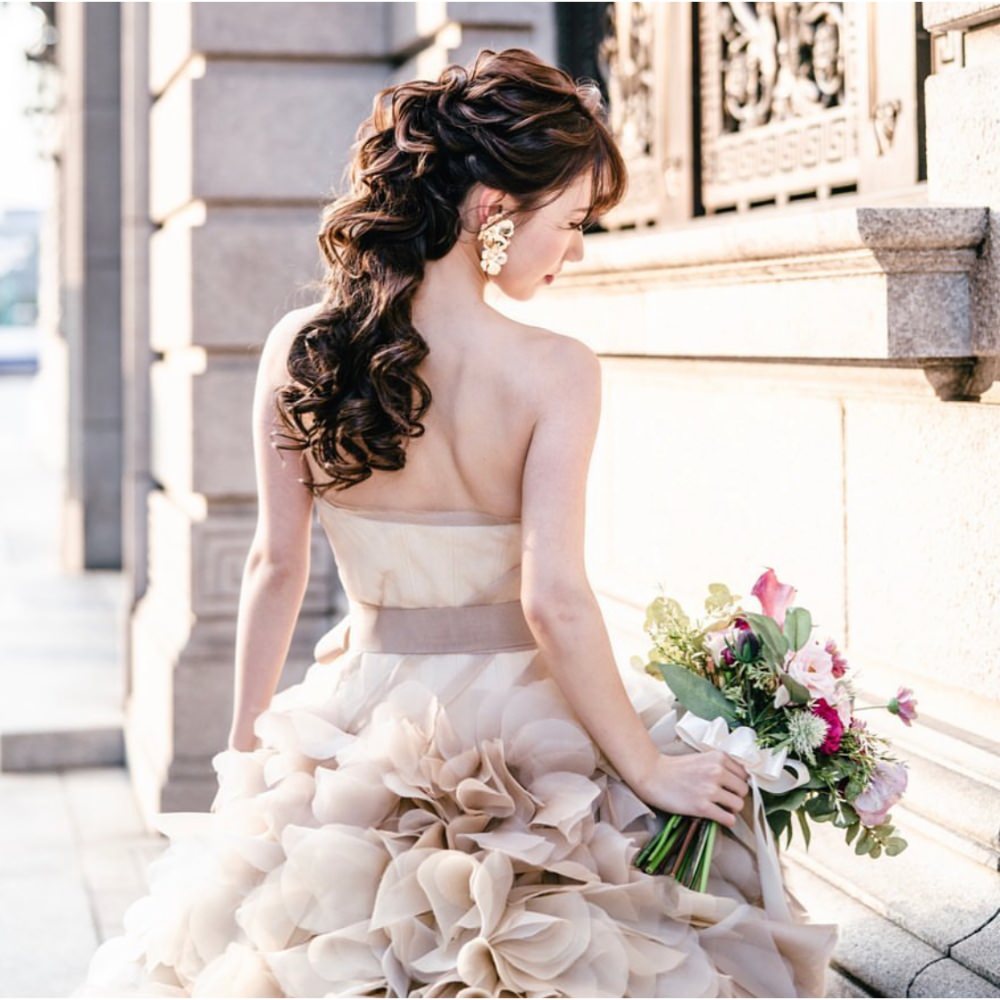 【イヤリング】Vintage Remake Series*Brassフラワーイヤリング/ブライダルアクセサリー 【結婚式 ピアス イヤリング】