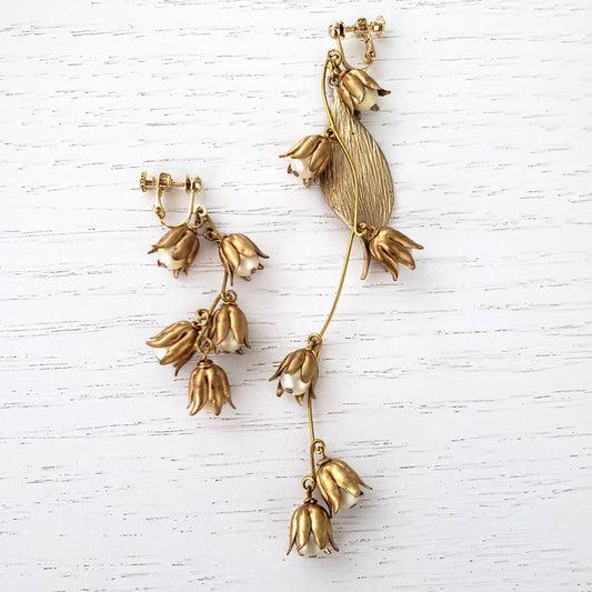 すずらんヴィンテージゴールドイヤリング 【結婚式 ピアス イヤリング レンタル】