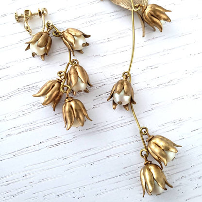 すずらんヴィンテージゴールドイヤリング 【結婚式 ピアス イヤリング レンタル】