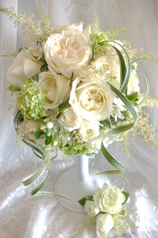 【生花】オーダーメイド/ ラウンドブーケ(グラン・アミューズド)[セットプランEmma02] 【結婚式 フラワー 生花 ブーケ ブートニア オーダーメイド】