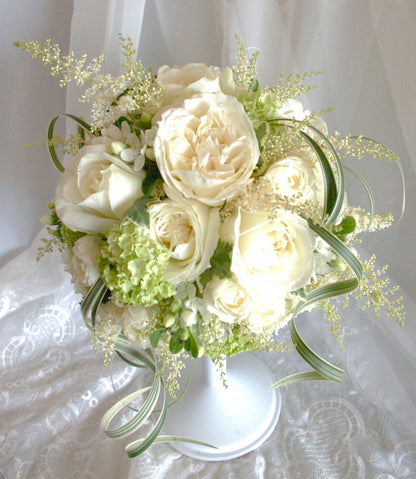 【生花】オーダーメイド/ ラウンドブーケ(グラン・アミューズド)[セットプランEmma02] 【結婚式 フラワー 生花 ブーケ ブートニア オーダーメイド】