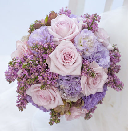 【生花】オーダーメイド/ ラウンドブーケ(グラン・アミューズド)[セットプランEmma02] 【結婚式 フラワー 生花 ブーケ ブートニア オーダーメイド】