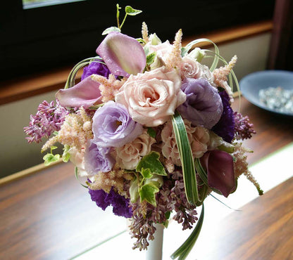 【生花】オーダーメイド/ ラウンドブーケ(グラン・アミューズド)[セットプランEmma02] 【結婚式 フラワー 生花 ブーケ ブートニア オーダーメイド】