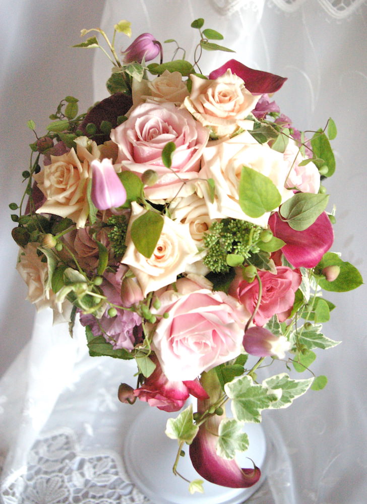 【生花】オーダーメイド/ ラウンドブーケ(グラン・アミューズド)[セットプランEmma02] 【結婚式 フラワー 生花 ブーケ ブートニア オーダーメイド】