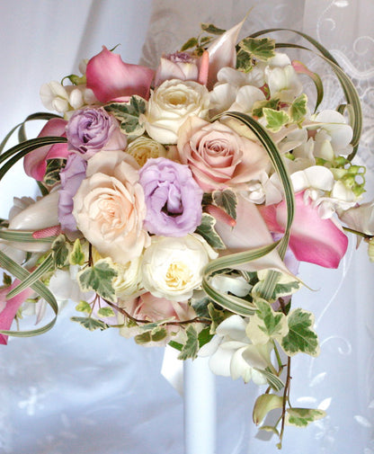 【生花】オーダーメイド/ ラウンドブーケ(グラン・アミューズド)[セットプランEmma02] 【結婚式 フラワー 生花 ブーケ ブートニア オーダーメイド】