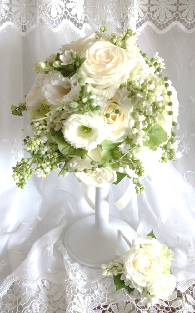 【生花】オーダーメイド/ ラウンドブーケ(グラン・アミューズド)[セットプランEmma02] 【結婚式 フラワー 生花 ブーケ ブートニア オーダーメイド】
