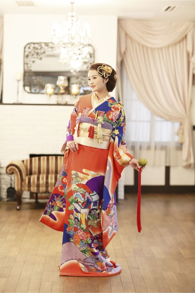 霞御所:着付け1点(お引上げ込) 【結婚式 和装 引き振袖 レンタル】