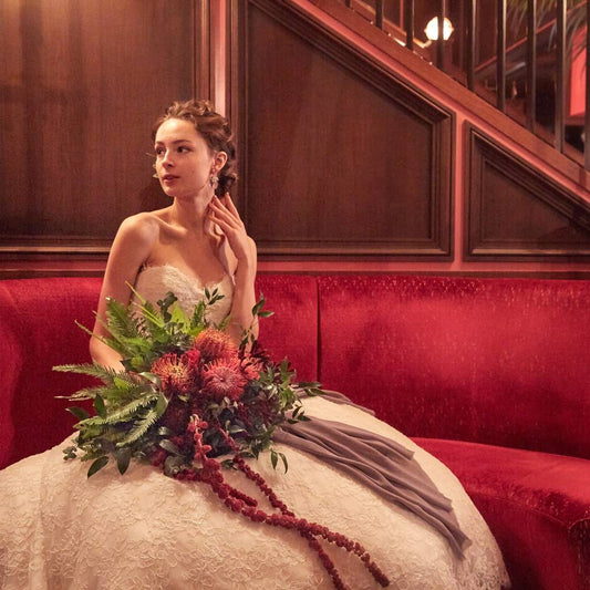 【生花】クラッチブーケ(エレガント) 【結婚式 フラワー 生花 ブーケ ブートニア】