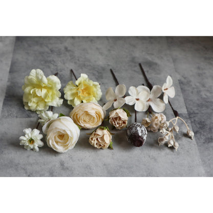 【造花】フラワーヘアアクセサリー#18/イエロー・ベージュ・クリーム 【結婚式 ヘアアクセサリー】
