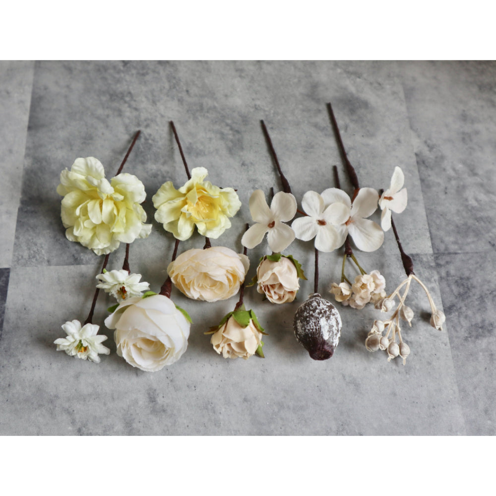 造花】フラワーヘアアクセサリー#18/イエロー・ベージュ・クリーム