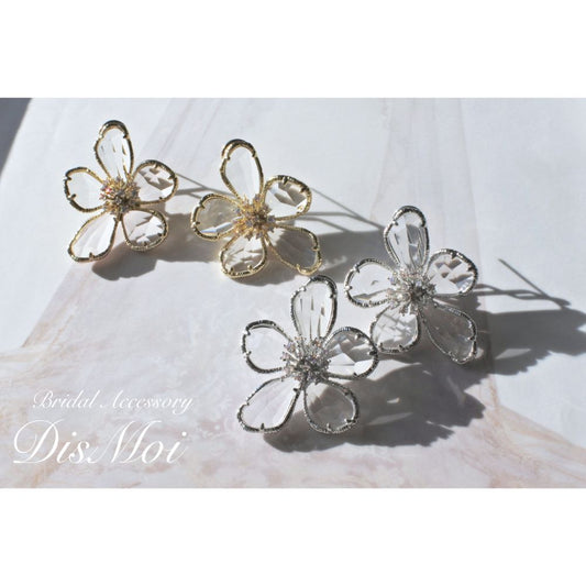 【ピアス】クリスタルフラワーピアス ~ ブライダルピアス ~ ≪FP-04≫ 【結婚式 ピアス イヤリング】