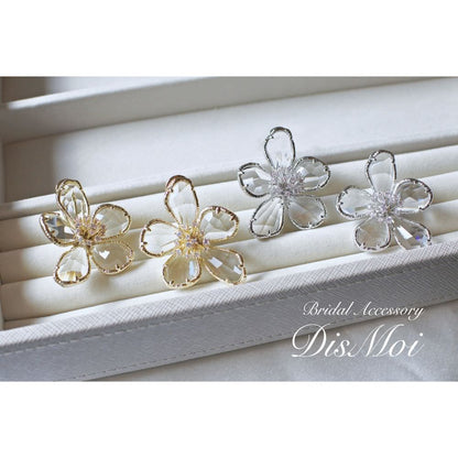 【ピアス】クリスタルフラワーピアス ~ ブライダルピアス ~ ≪FP-04≫ 【結婚式 ピアス イヤリング】