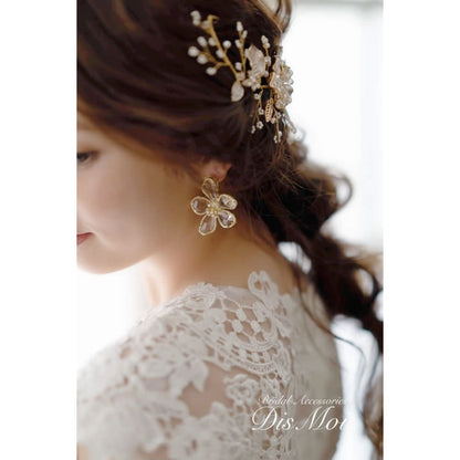 【ピアス】クリスタルフラワーピアス ~ ブライダルピアス ~ ≪FP-04≫ 【結婚式 ピアス イヤリング】