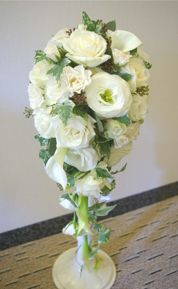 【生花】オーダーメイド/ キャスケードブーケ・クレッセントブーケ[セットプランGrace] 【結婚式 フラワー 生花 ブーケ ブートニア オーダーメイド】