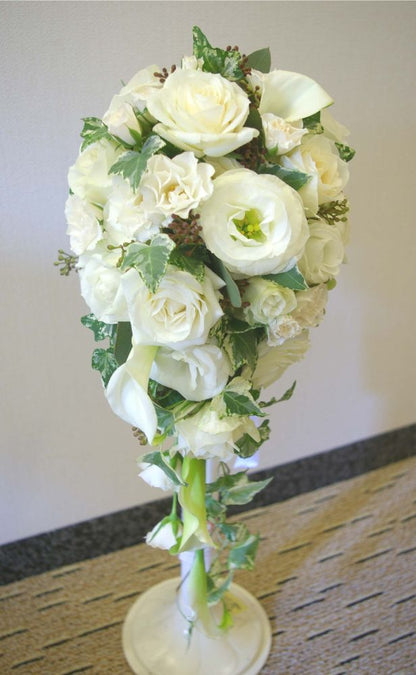 【生花】オーダーメイド/ キャスケードブーケ・クレッセントブーケ[セットプランGrace] 【結婚式 フラワー 生花 ブーケ ブートニア オーダーメイド】