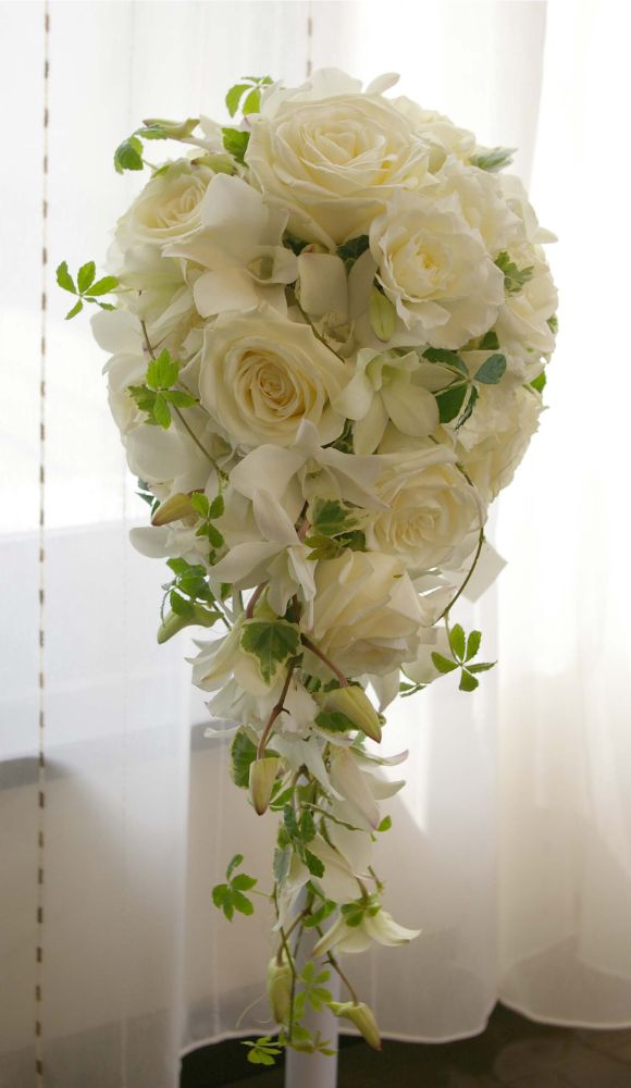 【生花】オーダーメイド/ キャスケードブーケ・クレッセントブーケ[セットプランGrace] 【結婚式 フラワー 生花 ブーケ ブートニア オーダーメイド】