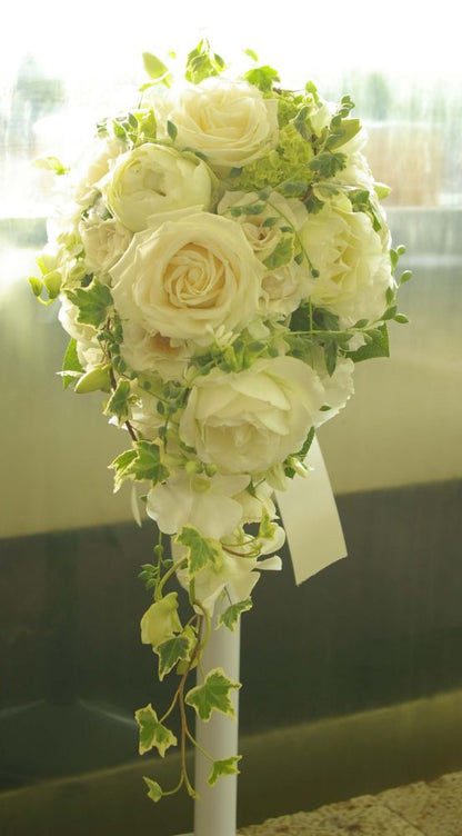 【生花】オーダーメイド/ キャスケードブーケ・クレッセントブーケ[セットプランGrace] 【結婚式 フラワー 生花 ブーケ ブートニア オーダーメイド】