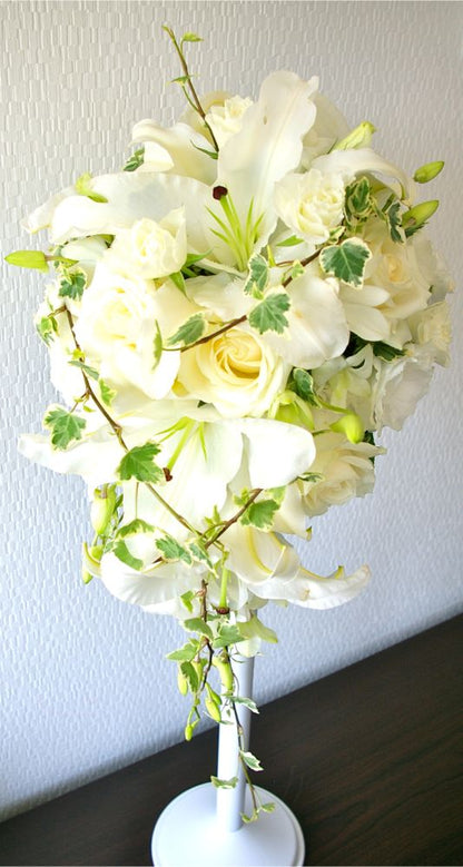 【生花】オーダーメイド/ キャスケードブーケ・クレッセントブーケ[セットプランGrace] 【結婚式 フラワー 生花 ブーケ ブートニア オーダーメイド】