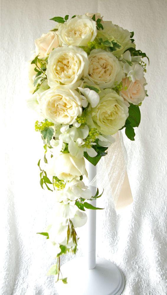 【生花】オーダーメイド/ キャスケードブーケ・クレッセントブーケ[セットプランGrace] 【結婚式 フラワー 生花 ブーケ ブートニア オーダーメイド】